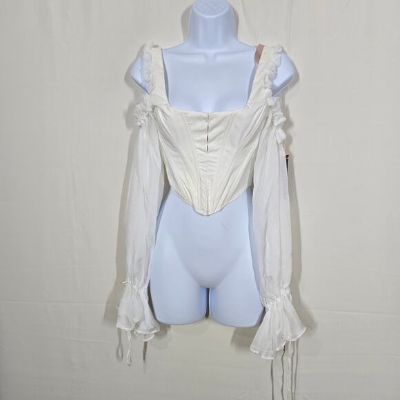 House of CB Claudette White Corset with Drop Sleeves XS New - Picture 1 of 10